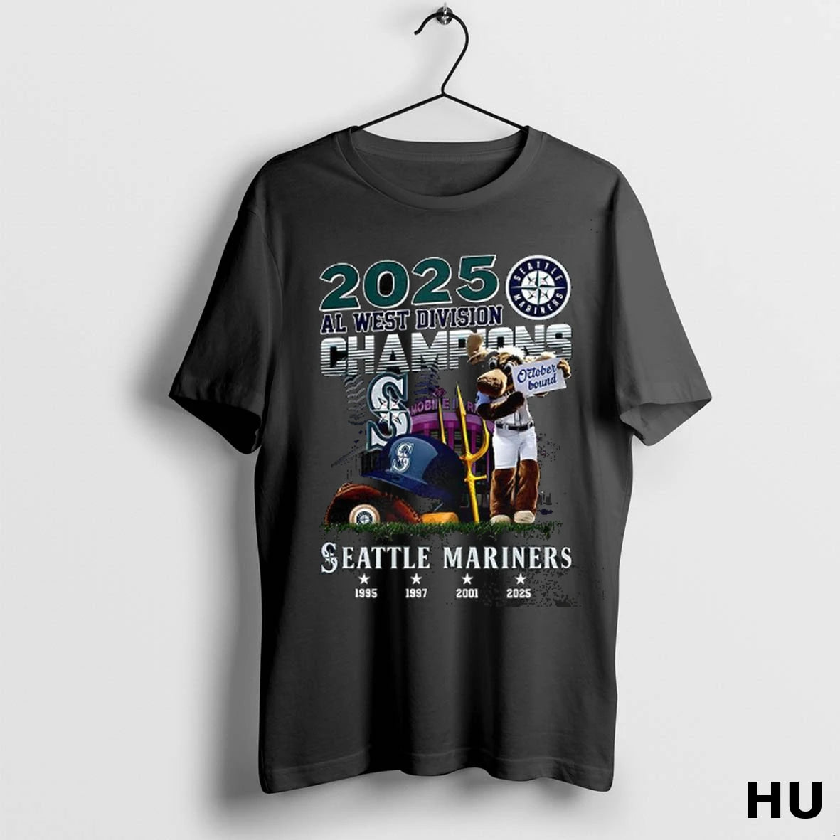 Official Seattle Mariners Al West Division Champions 2025 Baseball Mascot T Shirt