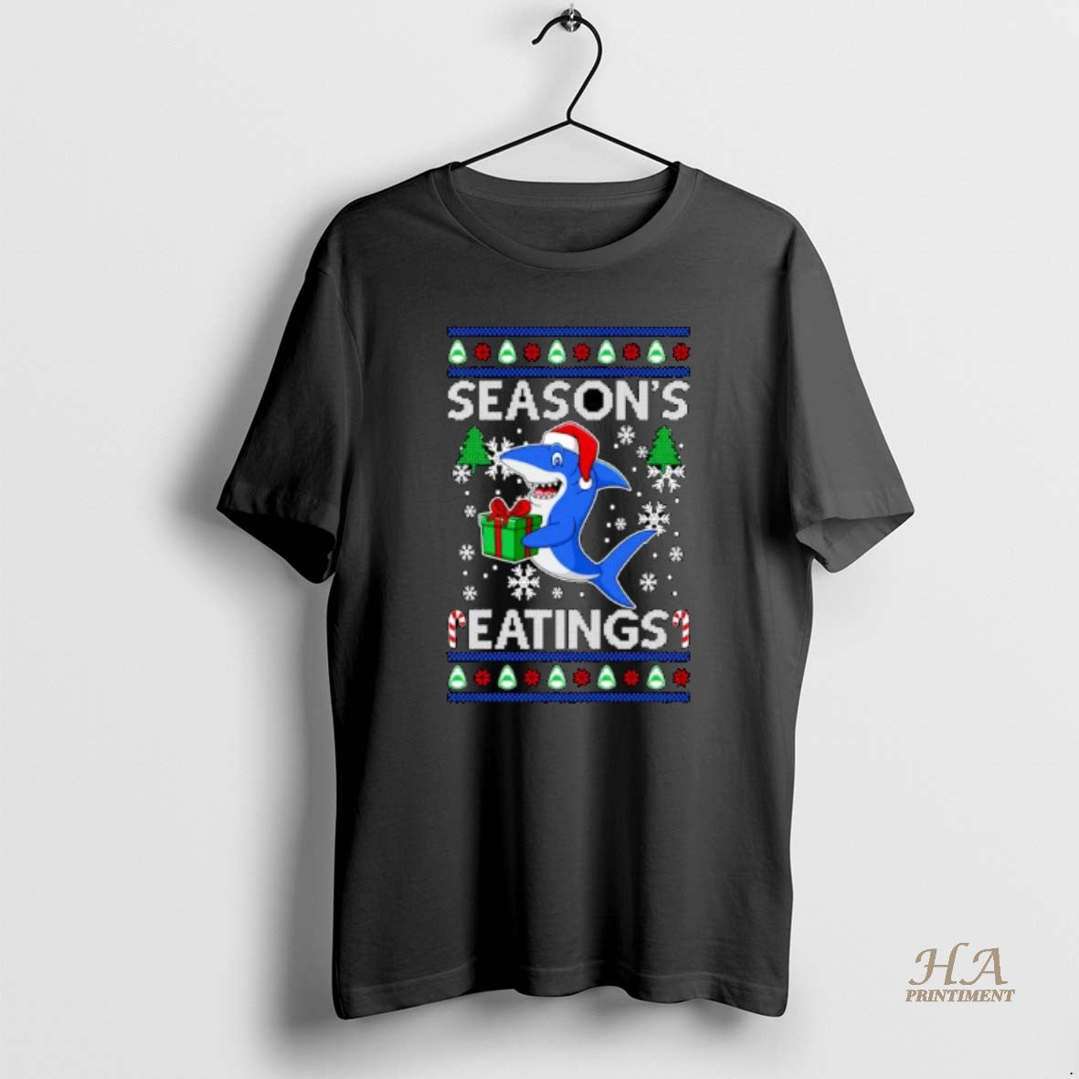 Official Shark Santa Seasons Eatings Ugly Christmas Ornaments