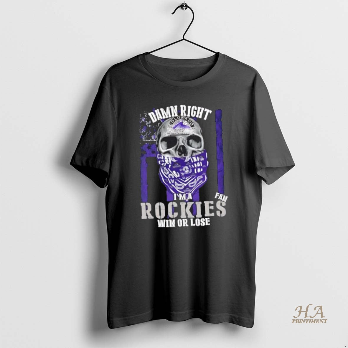 Official Skull Damn Right Im A Colorado Rockies Fan Win Or Lose Us Flag