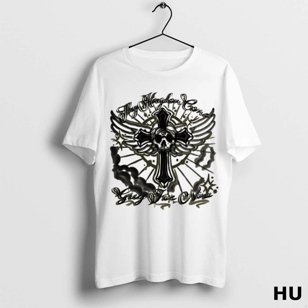 Official Skull Thy Kingdom Come Grey Five Nine T Shirt