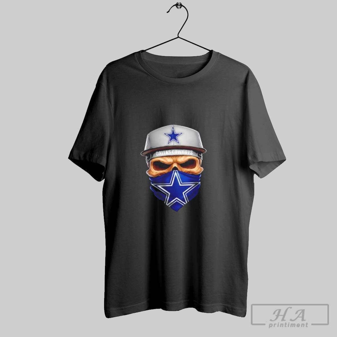 Official Skull Wearing A Face Scarf Dallas Cowboys Football