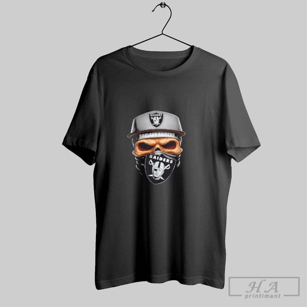 Official Skull Wearing A Face Scarf Oakland Raiders Football