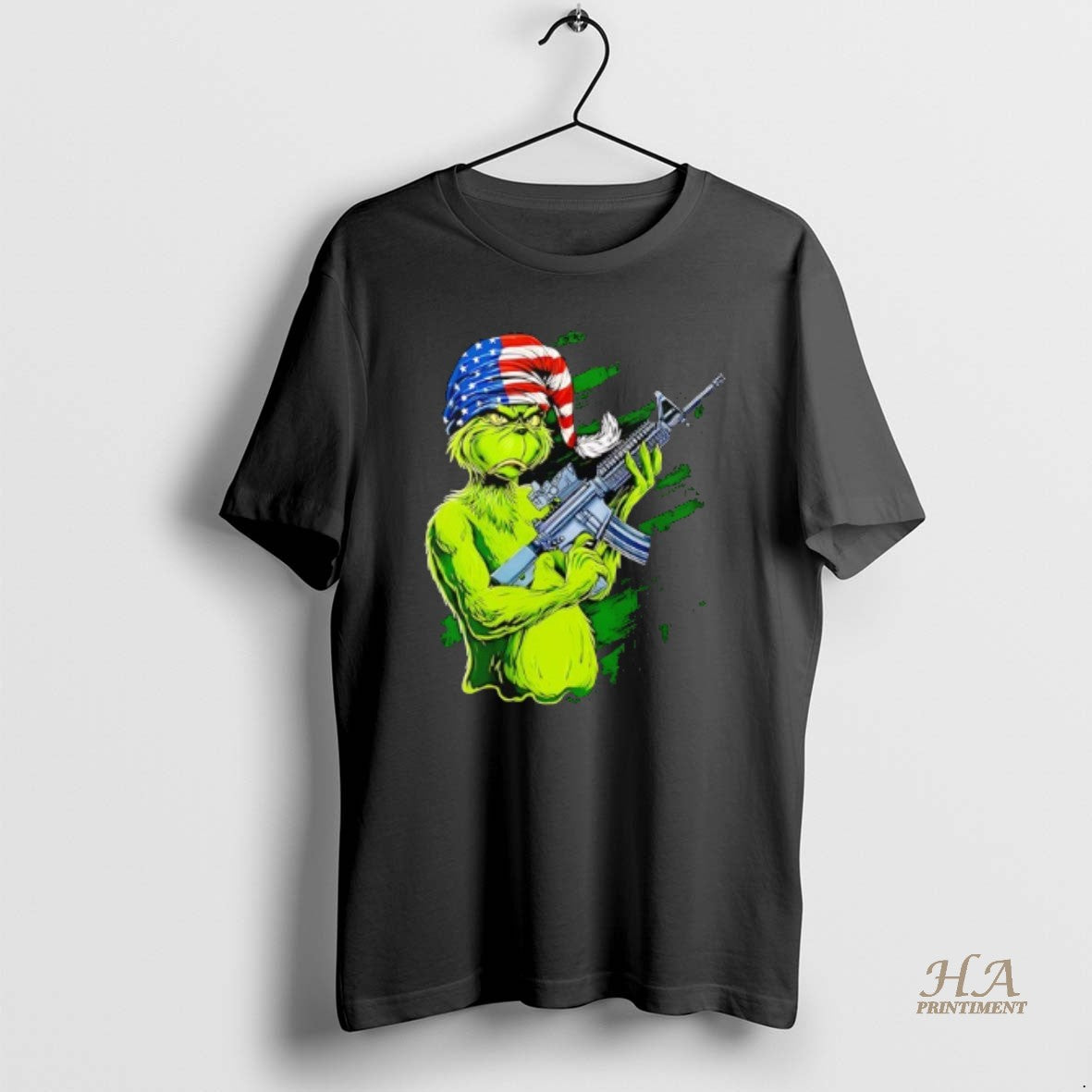 Official Tactical Grinch Holding Rifle Ar 15 American Hat