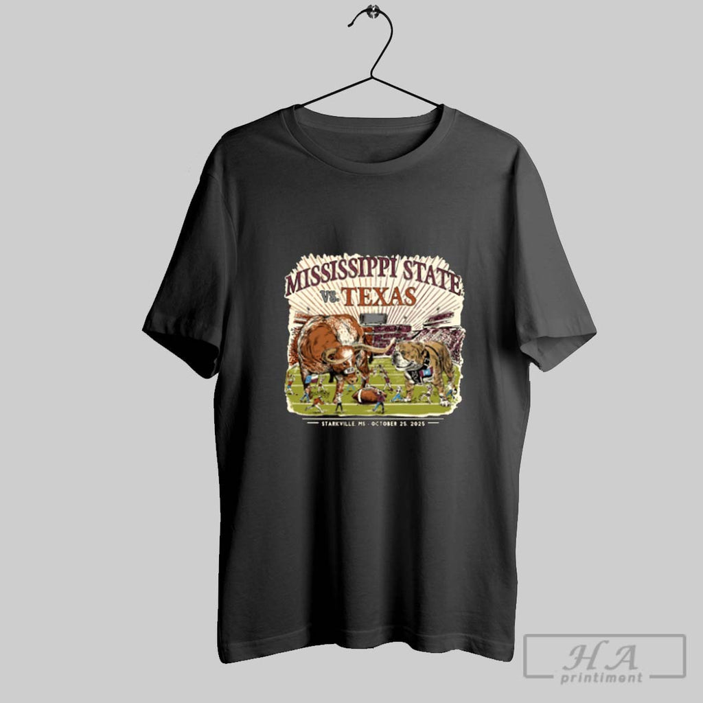 Official Texas Longhorns Vs Mississippi State Bulldogs Game Day October 25 2025 Starkville Ms Tee