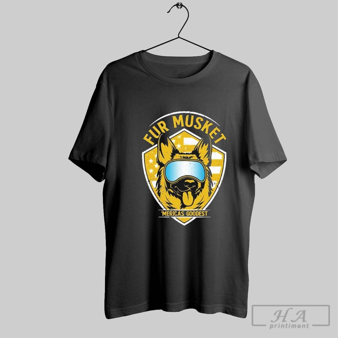 Official The Fat Electrician Bunker Fur Musket Mericas Goodest Dog American Flag