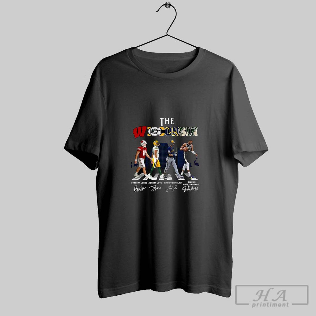 Official The Wissconsin Sports Teams Locke Love Yelich Antetokounmpo Cross The Street Signature