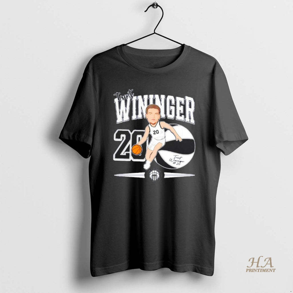 Official Trent Wininger 20 Marietta Pioneers Football Caricature Blackshirt