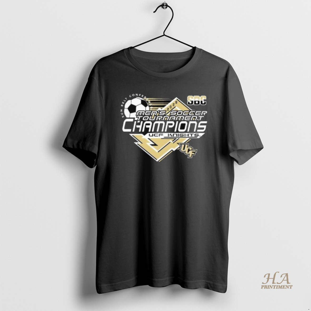 Official Ucf Knights 2025 Sun Belt Conference Mens Soccer Tournament Champions Long Sleve