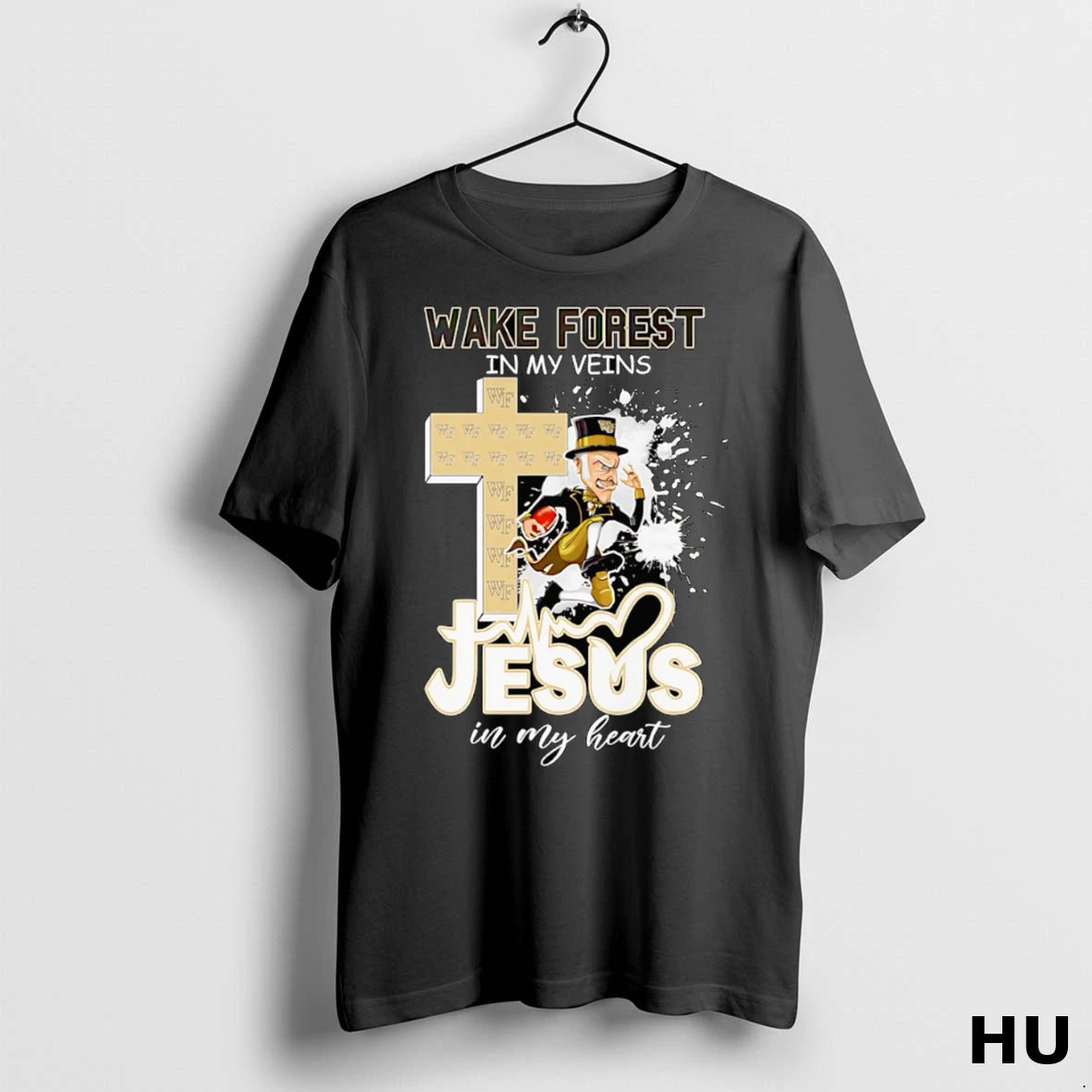 Official Wake Forest In My Veins Jesus In My Heart Mascot T Shirt