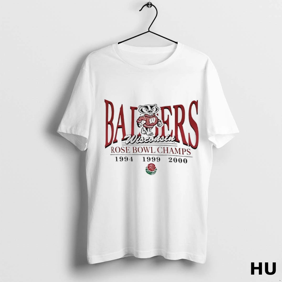 Official Wisconsin Badgers 1994 1999 2000 Rose Bowl Champs Mascot T Shirt