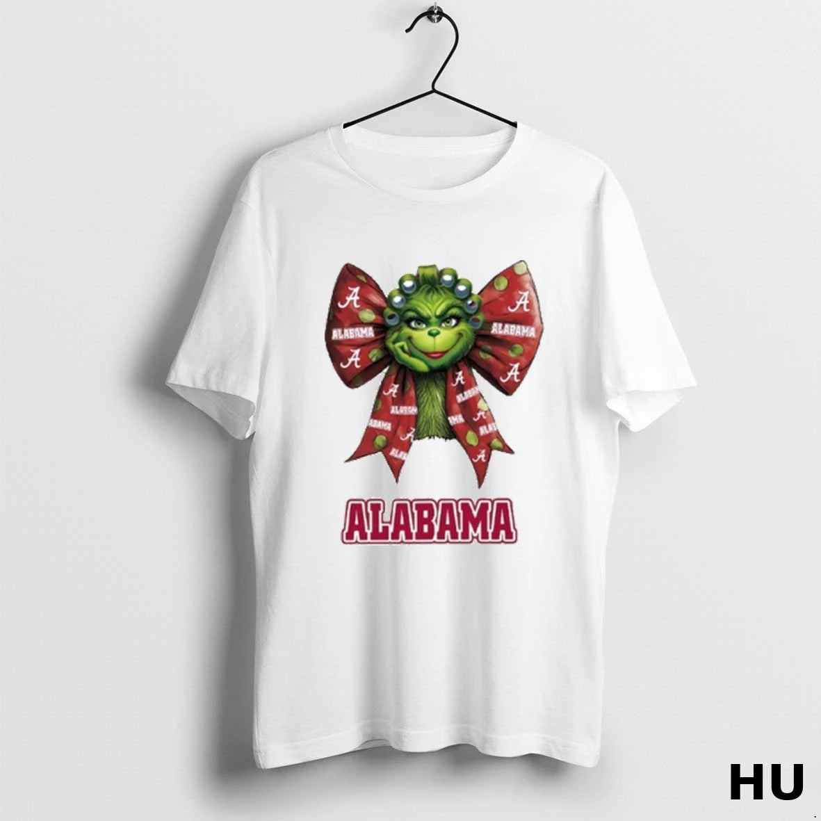 Official Women Grinch Bow Tie Alabama Logo T Shirt