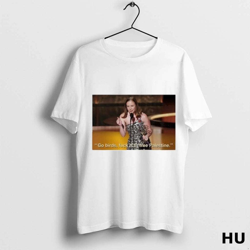 Official Hannah Einbinder Go Birds Fuck Ice Free Palestine T Shirt