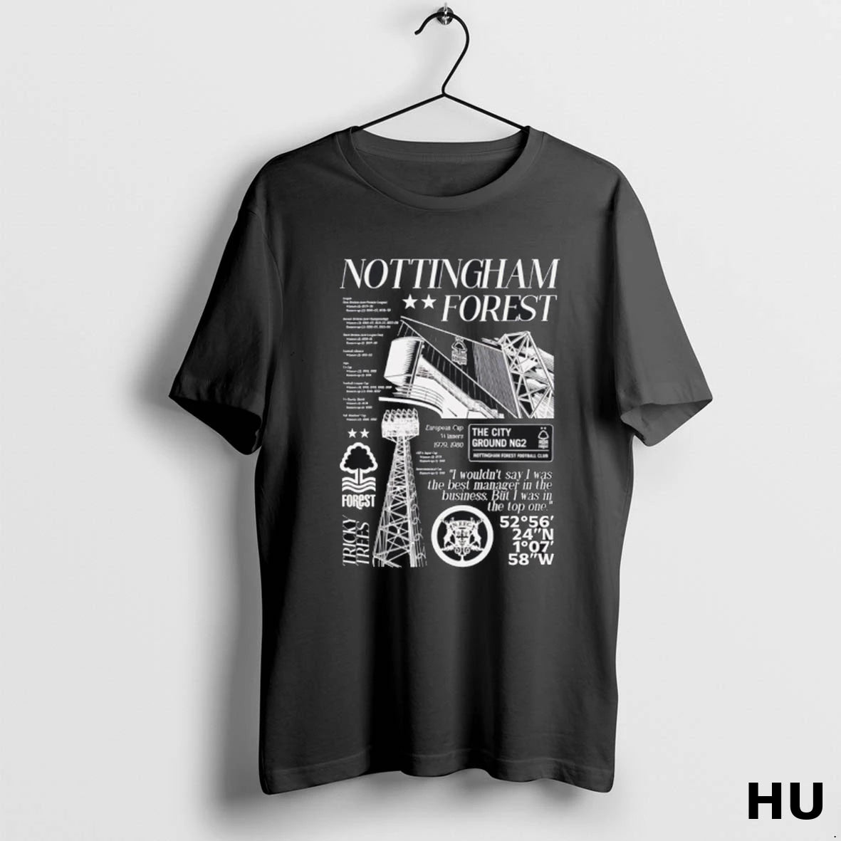 Official Nottingham Forest Iconic Black Nffc T Shirt 1w16a7 T Shirt