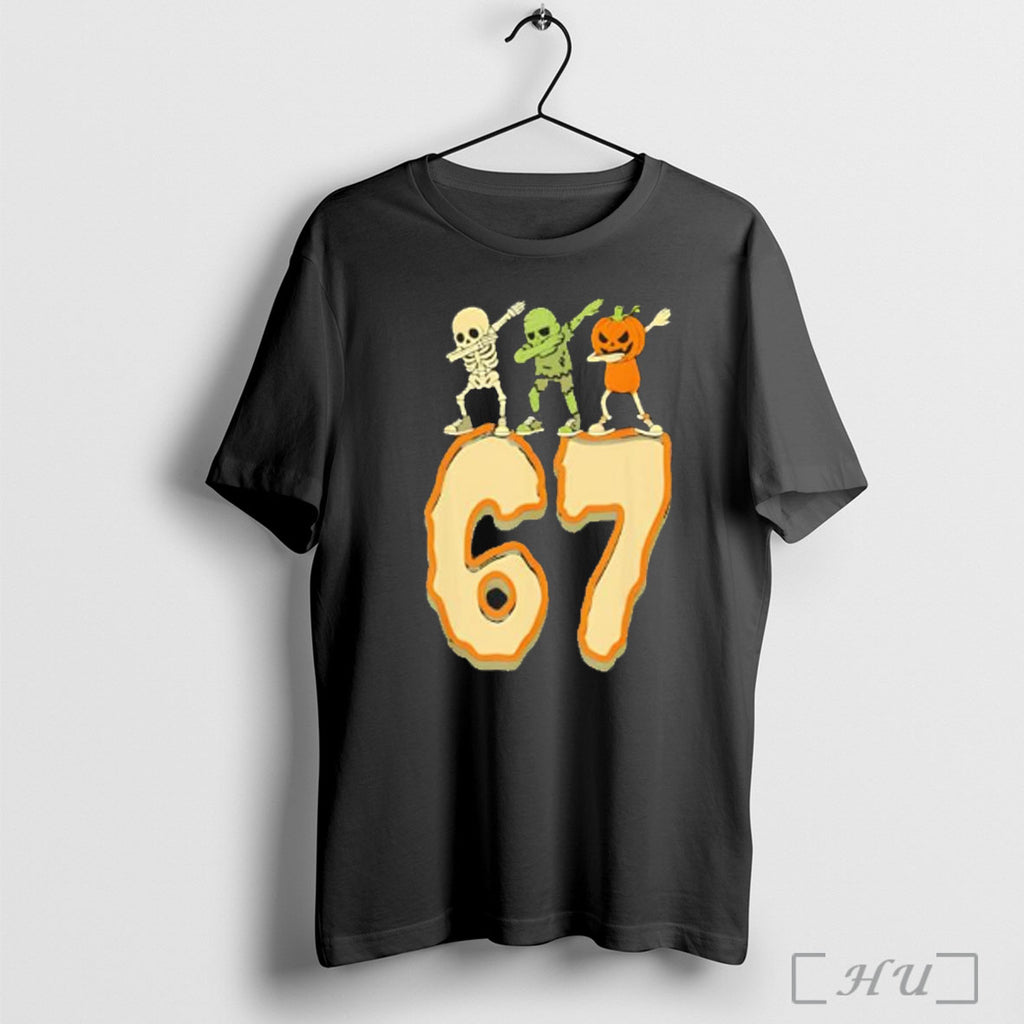 Officials 67 Halloween Meme 6 7 Numbers Six Seven Funny Skeleton T Shirt