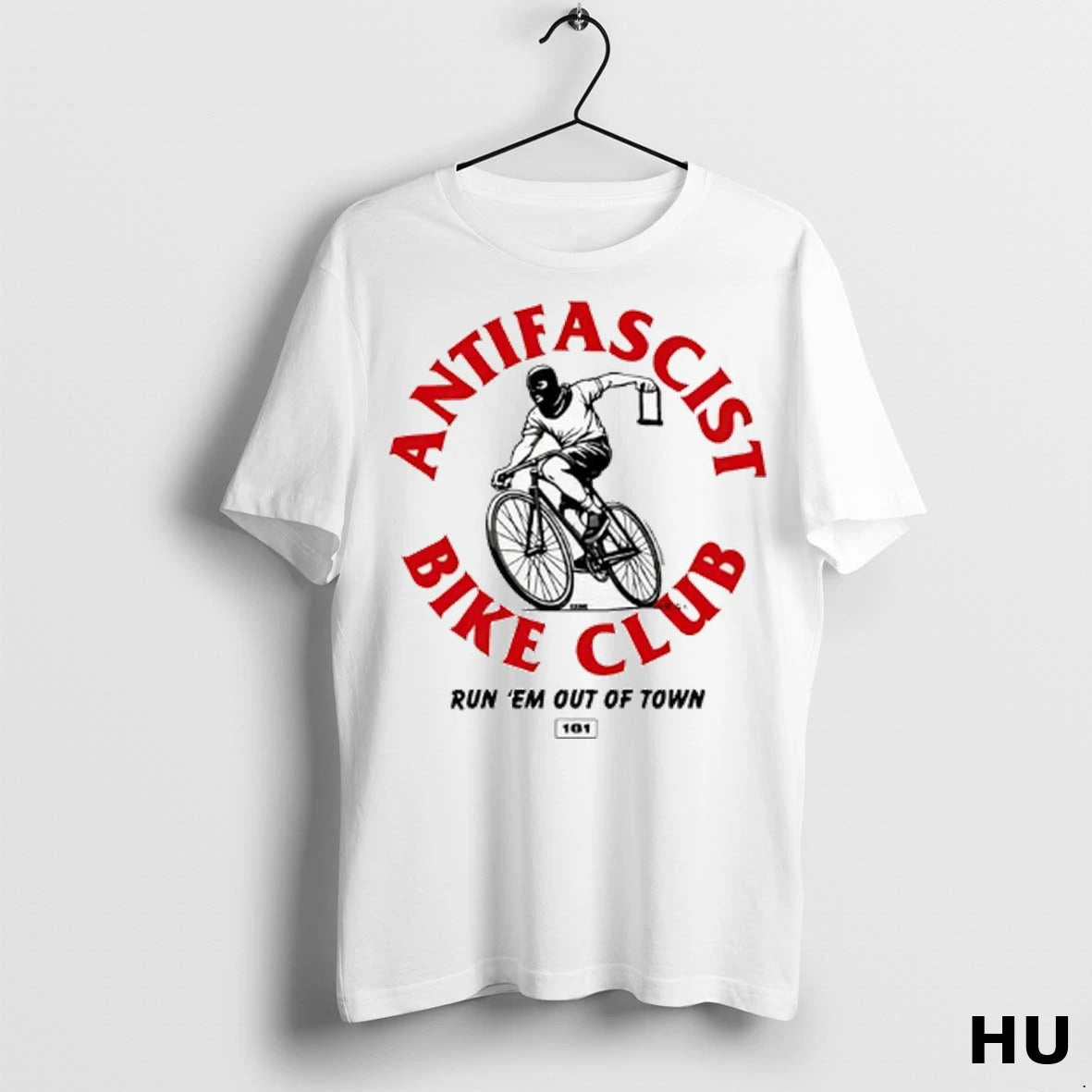 Officials Antifascist Bike Club Run Em Out Of Town Ladies T Shirt