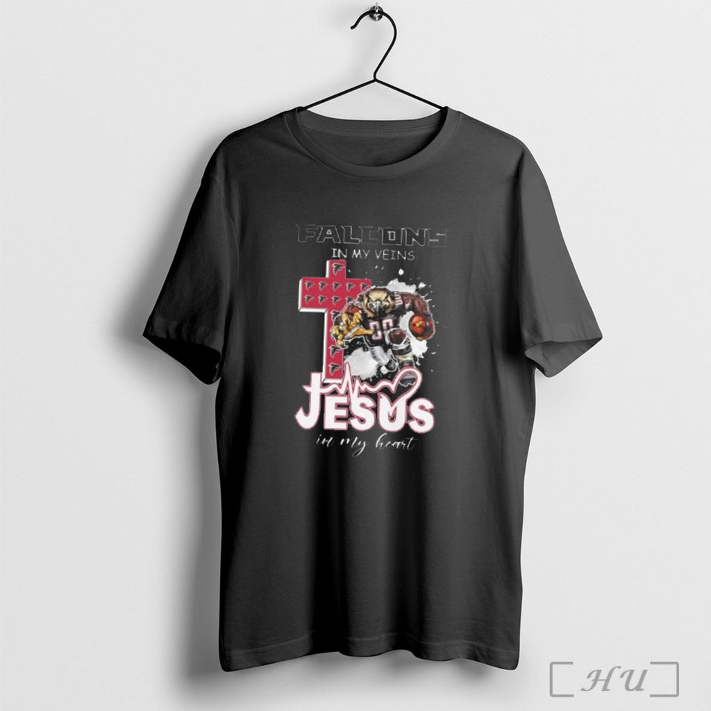Officials Atlanta Falcons Mascot In My Veins Jesus In My Heart 2025 T Shirt