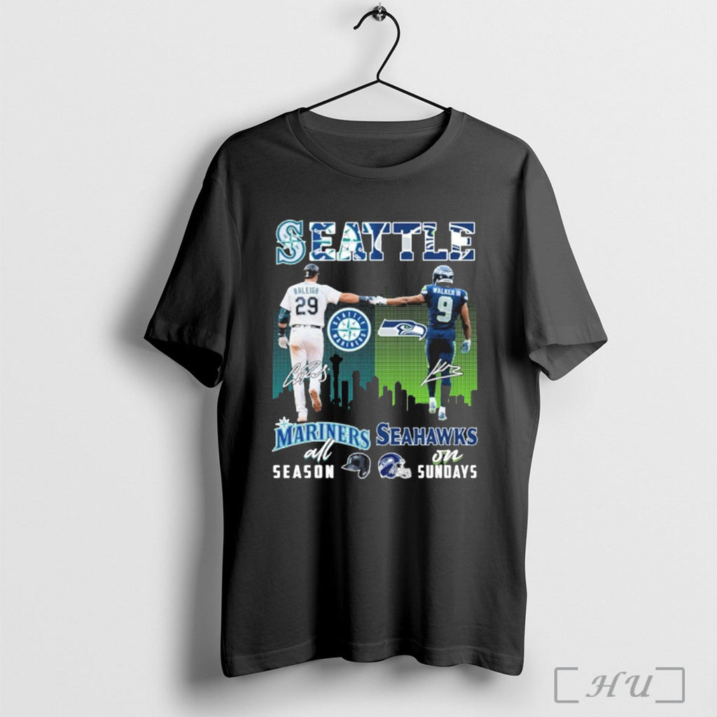 Officials Cal Raleigh Mariners All Season And Walker Iii Seahawks On Sundays T Shirt