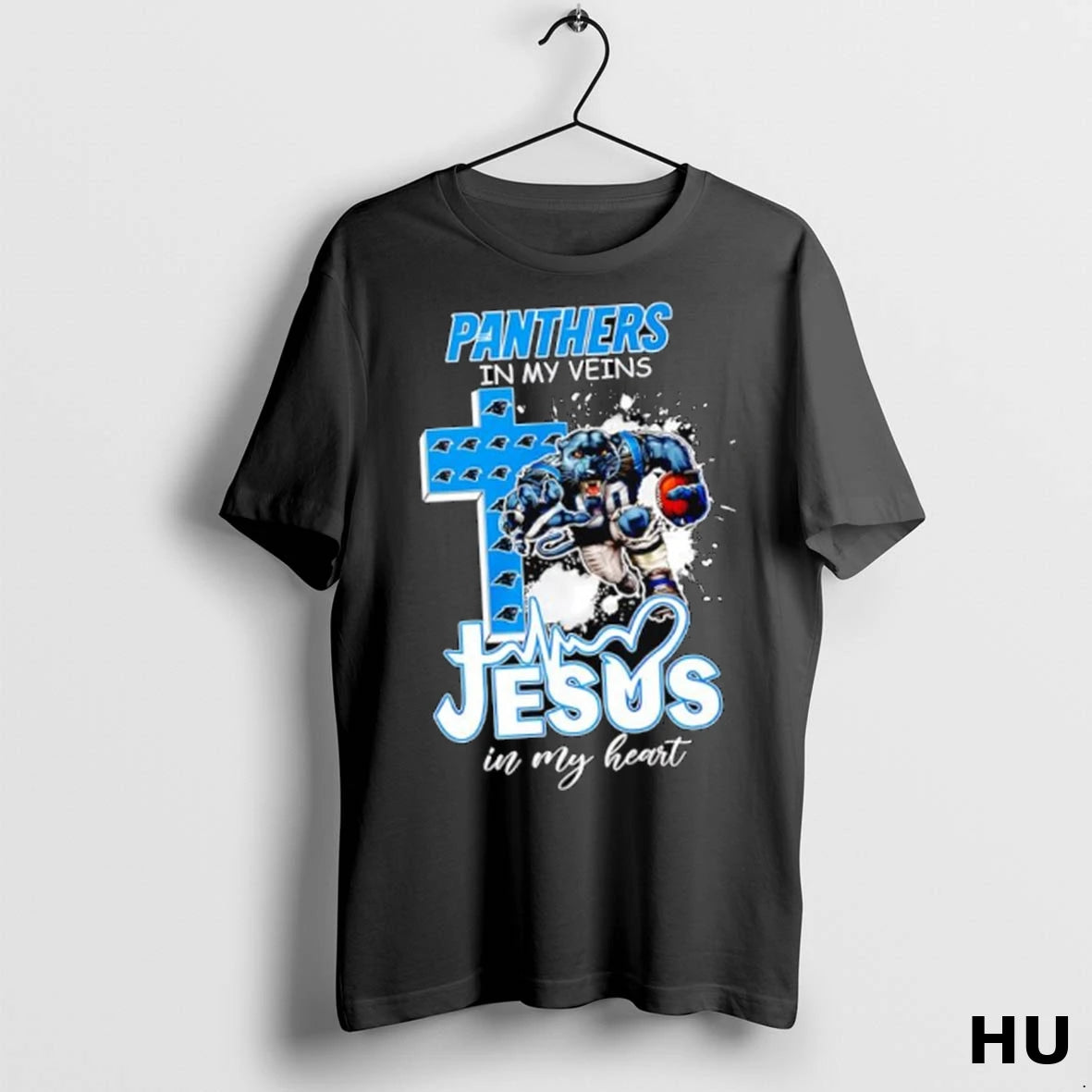 Officials Carolina Panthers Mascot In My Veins Jesus In My Heart T Shirt