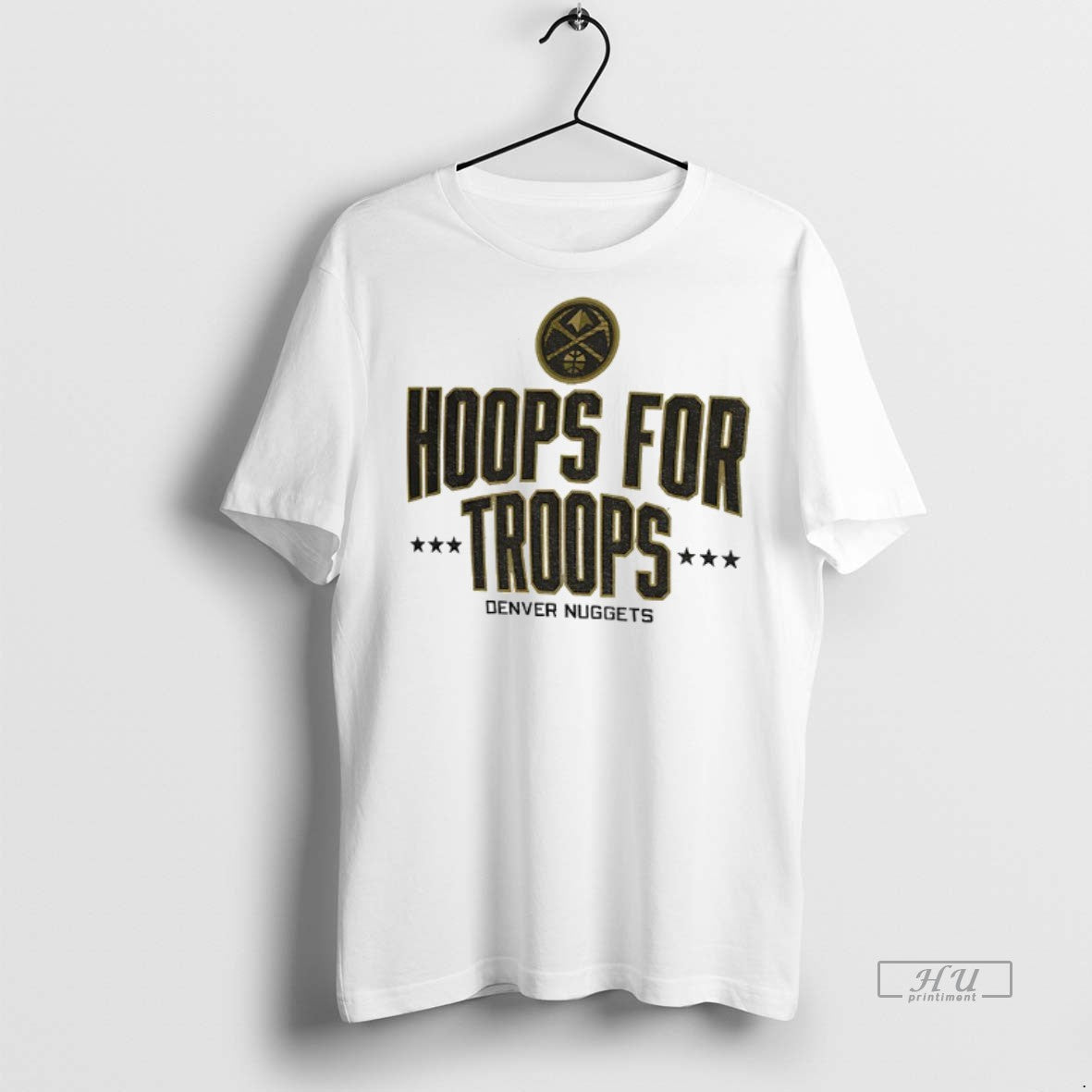 Officials Denver Nuggets Basketball Nba Hoops For Troops Logo Premium Tee Shirt Sweater