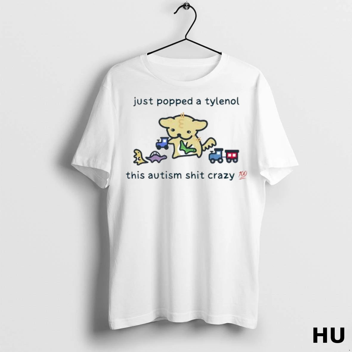 Officials Dog Cartoon Just Popped A Tylenol This Autism Shit Crazy Ladies T Shirt