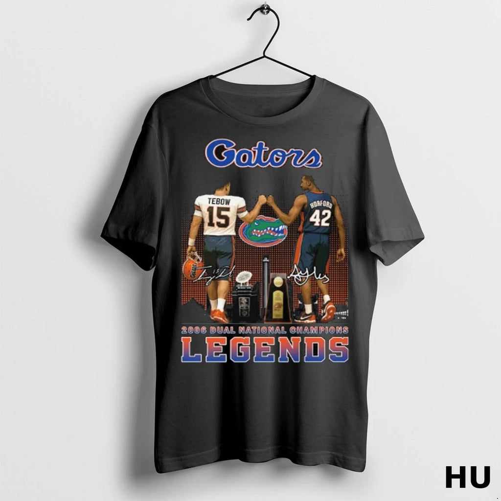 Officials Gators Tebow And Horford 2006 Dual National Champions Legends Signatures Long Sleve