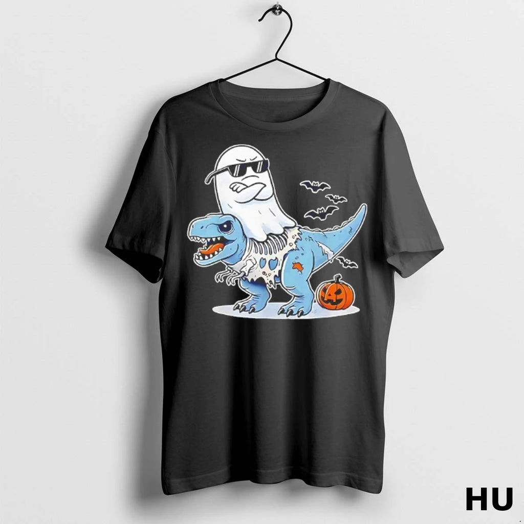 Officials Ghost Riding Zombie T Rex Halloween T Shirt
