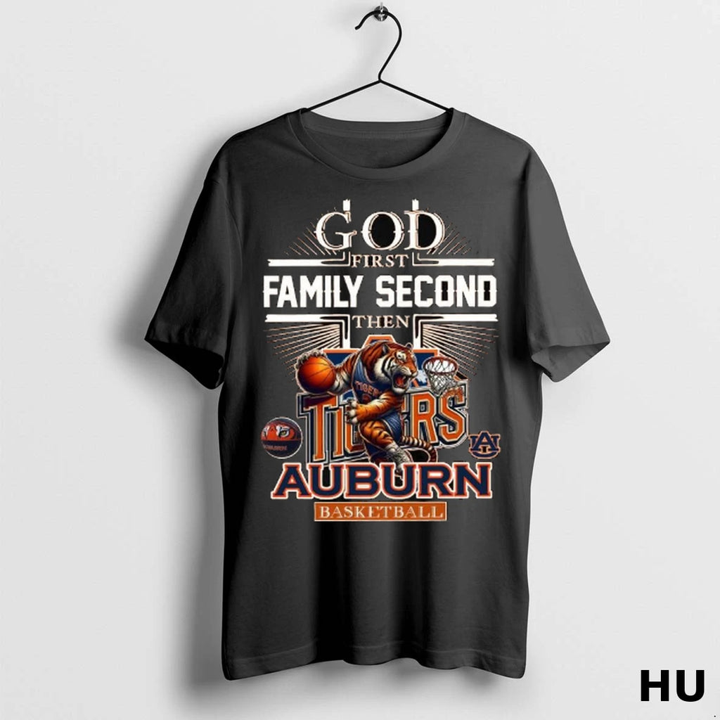 Officials God First Family Second Then Auburn Tigers Basketball Mascot 2025 Long Sleve