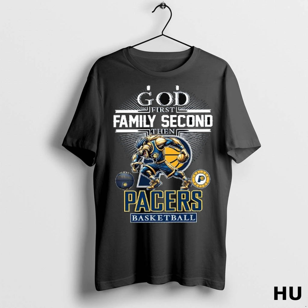 Officials God First Family Second Then Indiana Pacers Basketball Mascot 2025 Long Sleve