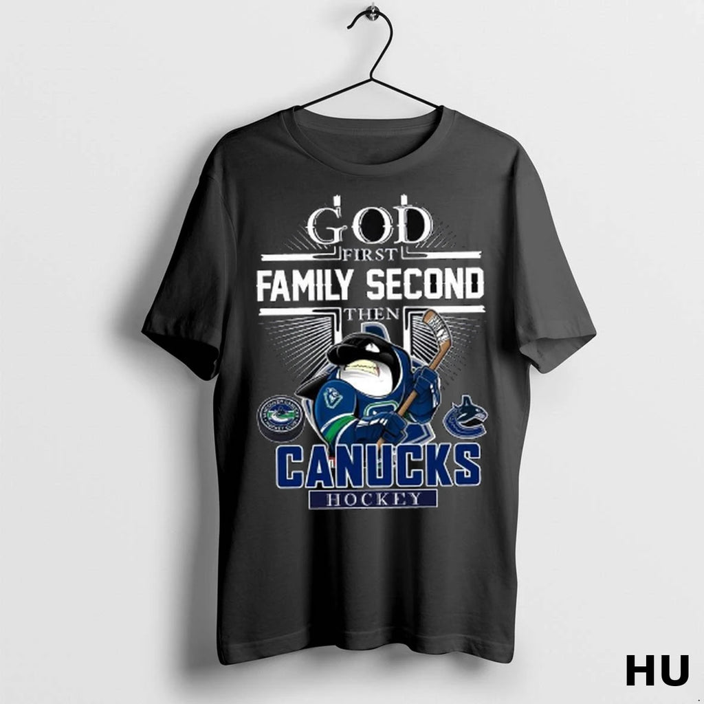 Officials God First Family Second Then Vancouver Canucks Hockey Mascot 2025 Long Sleve