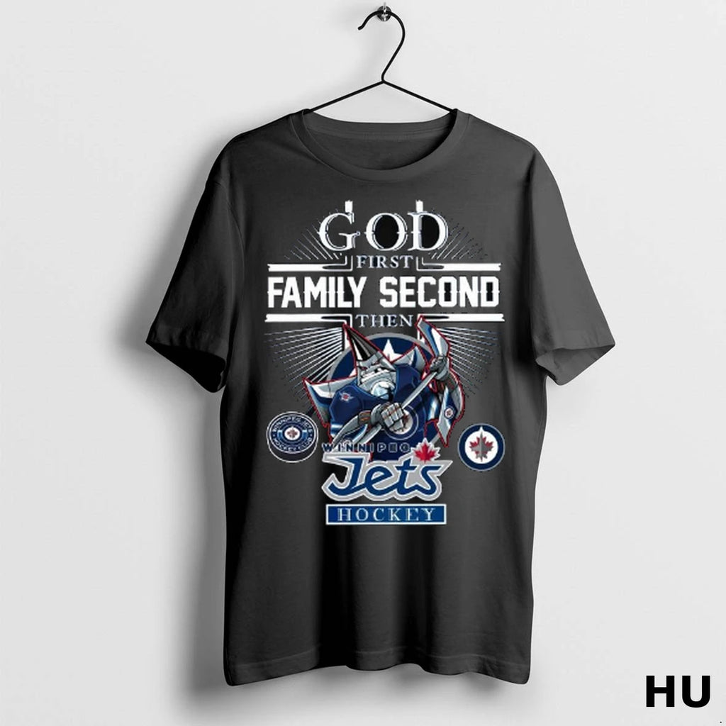 Officials God First Family Second Then Winnipeg Jets Hockey Mascot 2025 Long Sleve