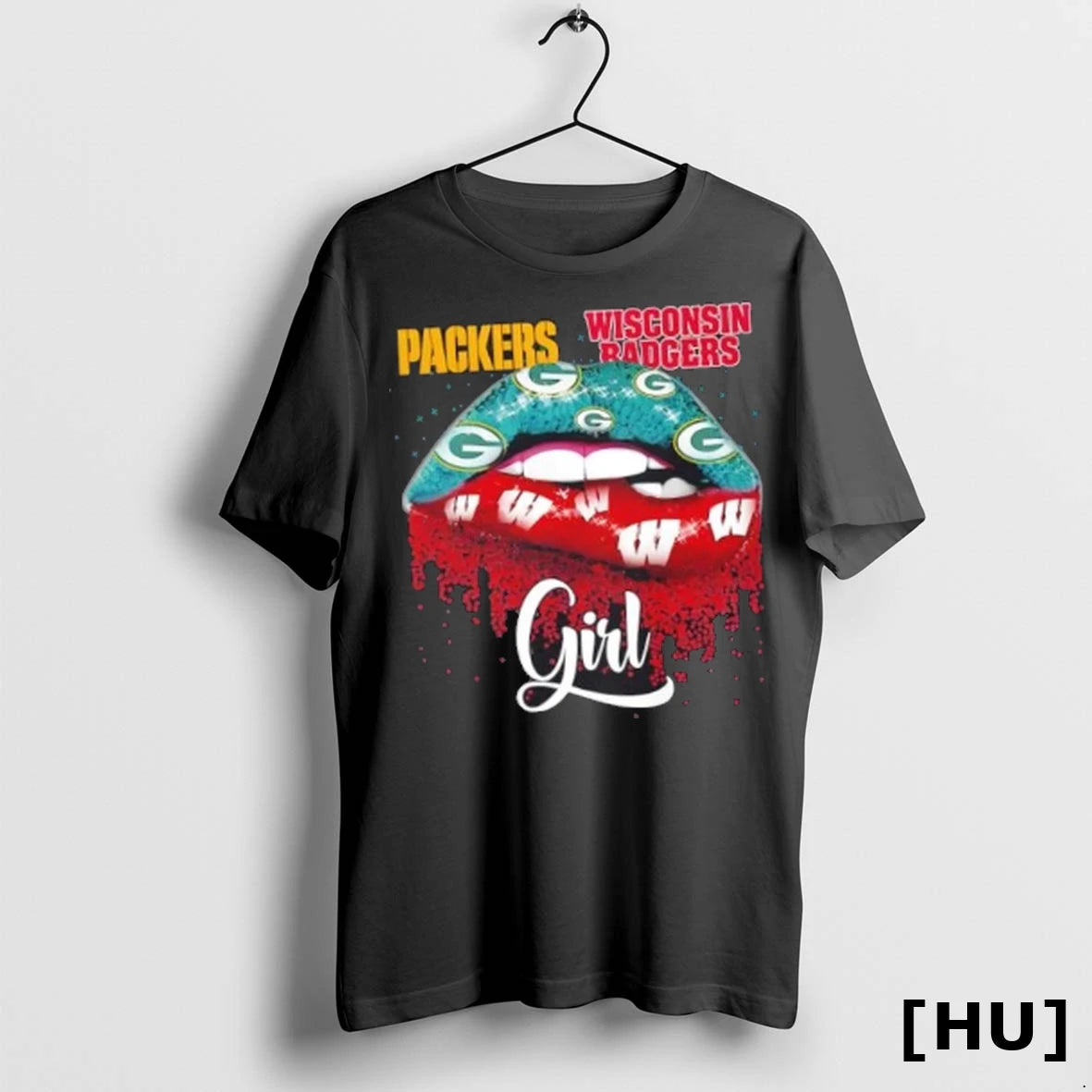 Officials Green Bay Packers X Wisconsin Badgers Girl Lips T Shirt