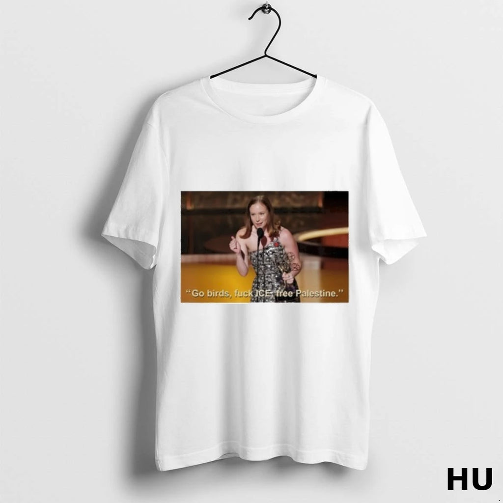 Officials Hannah Einbinder Go Birds Fuck Ice Free Palestine T Shirt