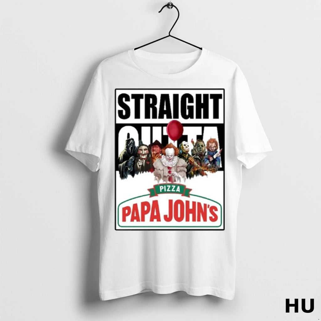 Officials Horror Characters X Apapa Johns Pizza Straight Outta Ornaments T Shirt