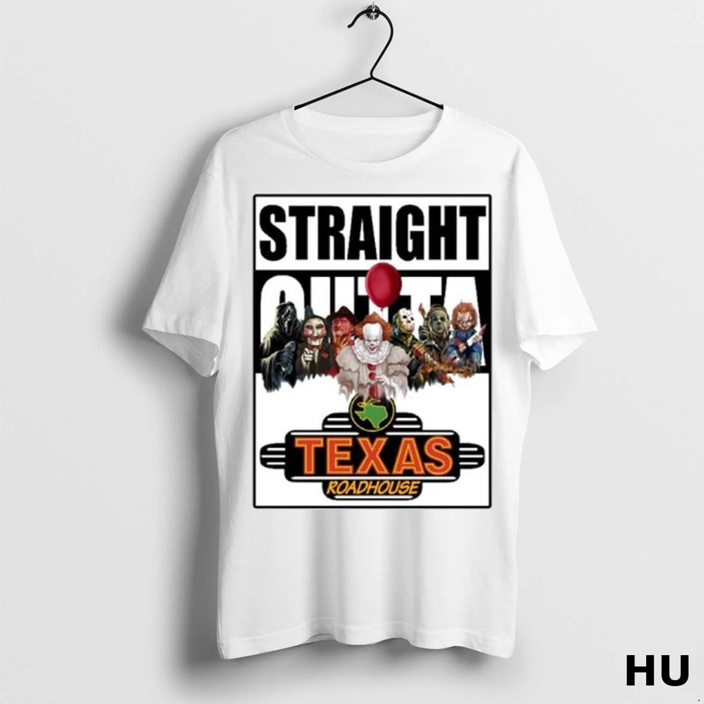 Officials Horror Characters X Texas Roadhouse Straight Outta Ornaments T Shirt