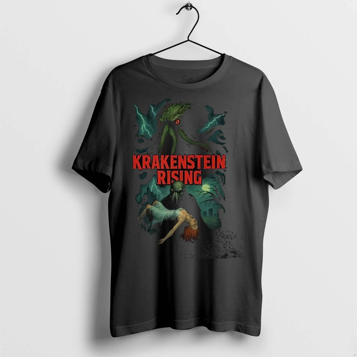 Officials Krakenstein Rising Retro Horror Halloween T Shirt