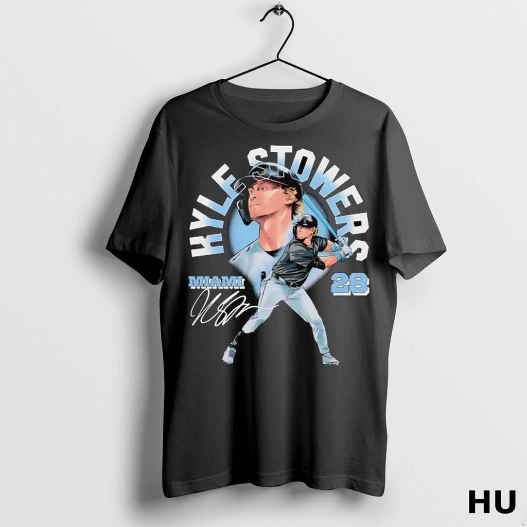 Officials Kyle Stowers Batting Signature Miami Marlins T Shirt