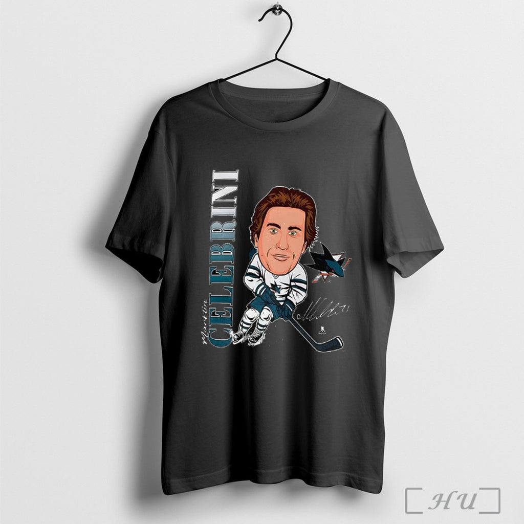 Officials Macklin Celebrini San Jose Sharks Hockey Caricature Player Signature T Shirt