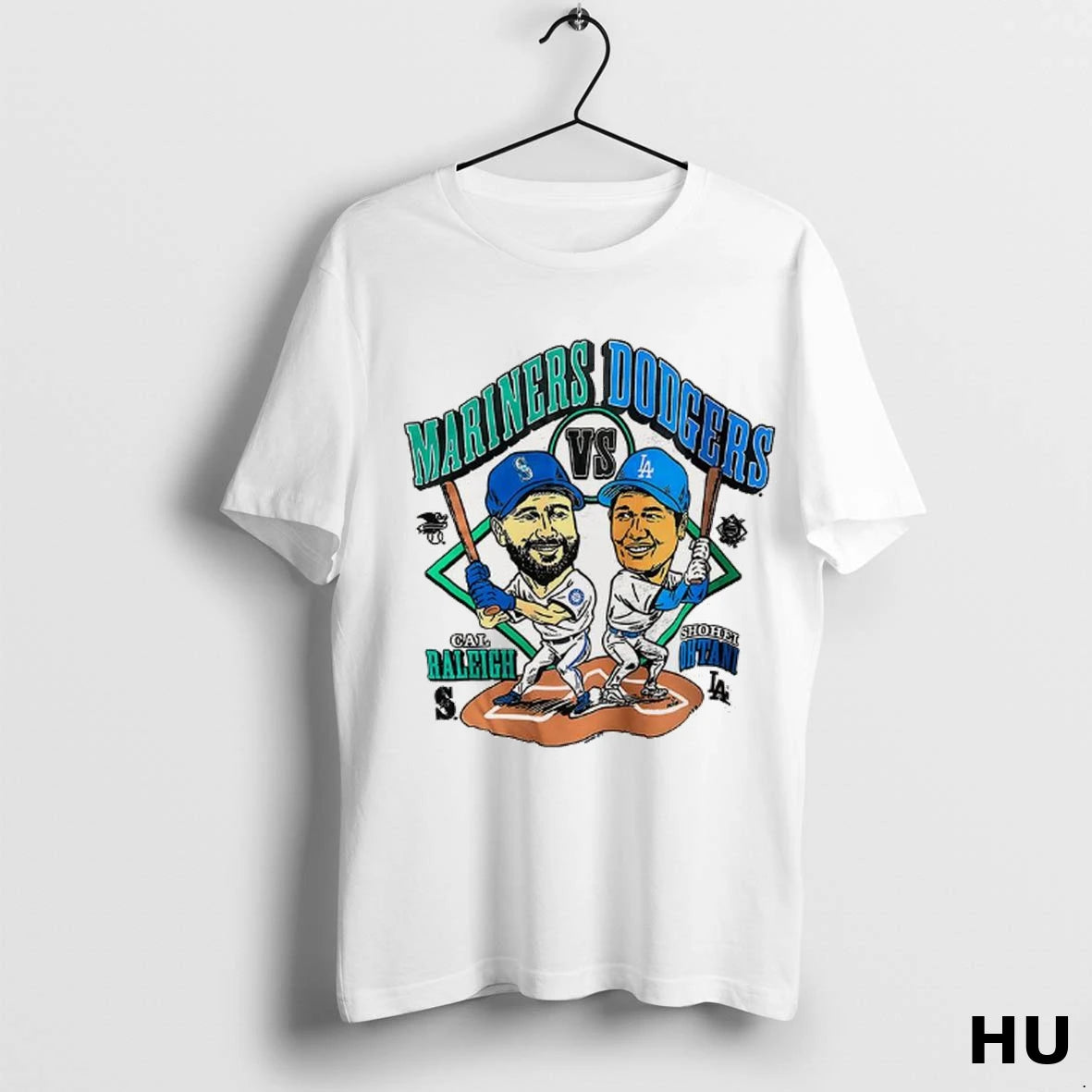Officials Mariners Cal Raleigh Vs Dodgers Shohei Ohtani Cartoon T Shirt