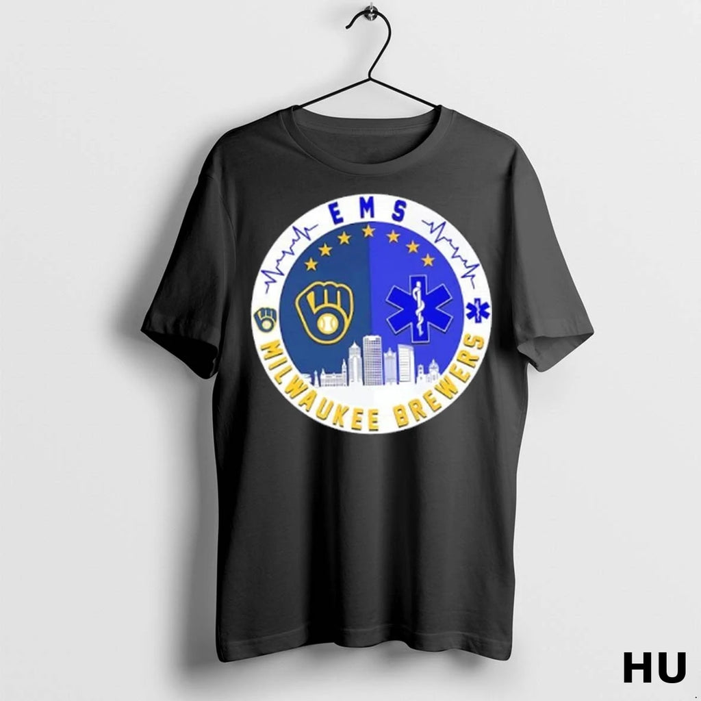Officials Milwaukee Brewers Heartbeat Ems City Skyline T Shirt