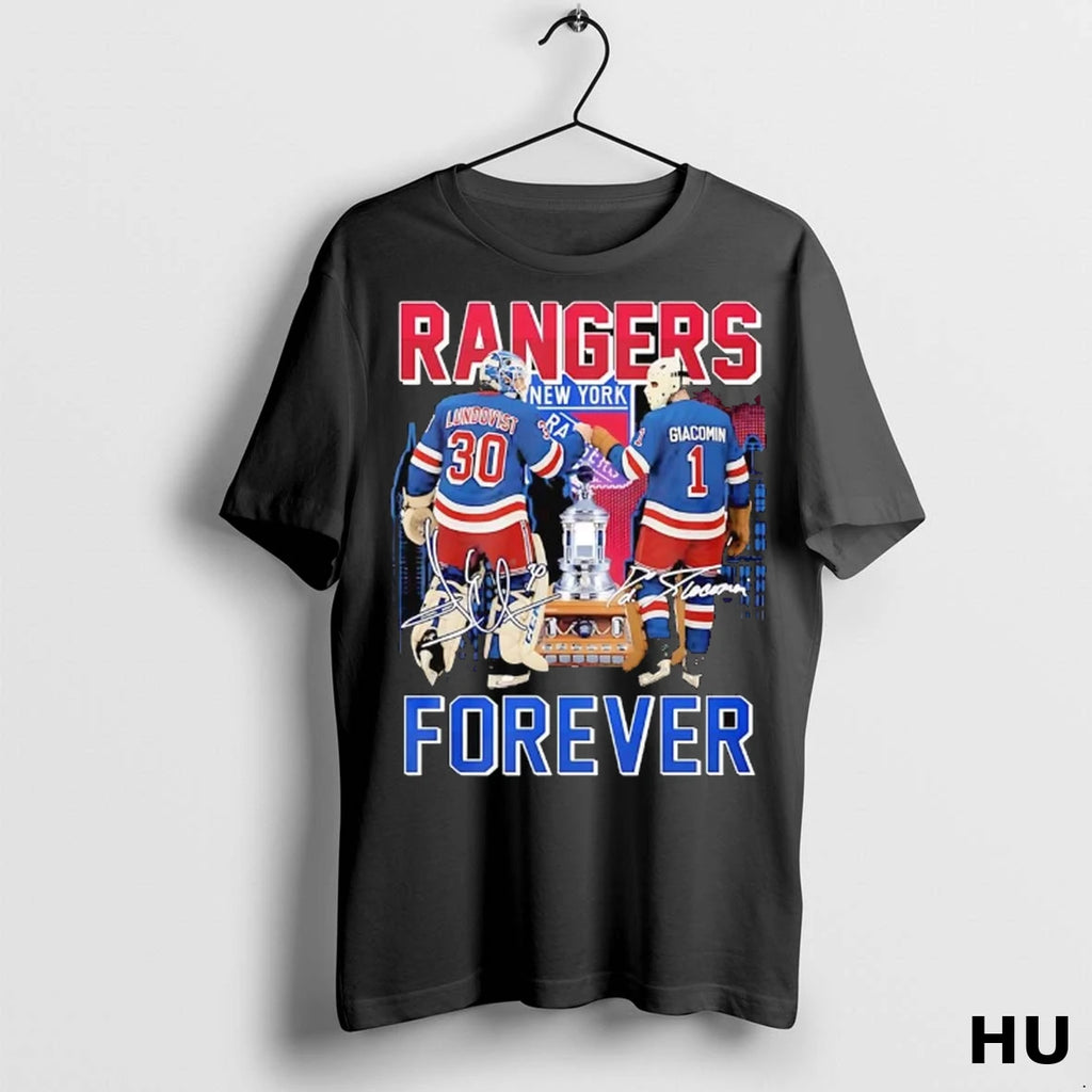 Officials New York Rangers Legends Lundqvist And Giacomin Forever Signatures T Shirt