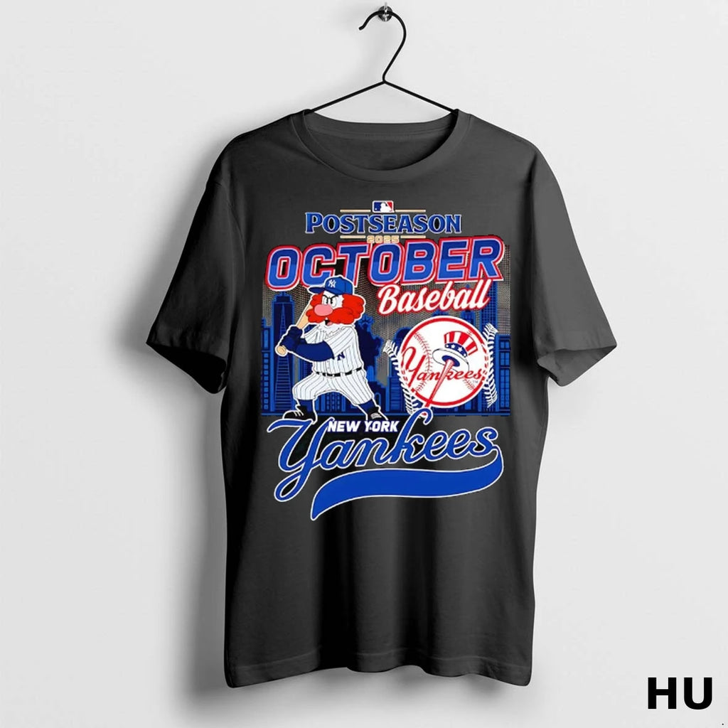 Officials New York Yankees Postseason 2025 October Baseball Skyline T Shirt
