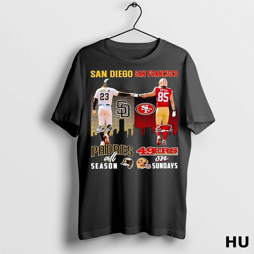 Officials San Diego Padres All Season Sf 49ers On Sundays City Skyline T Shirt