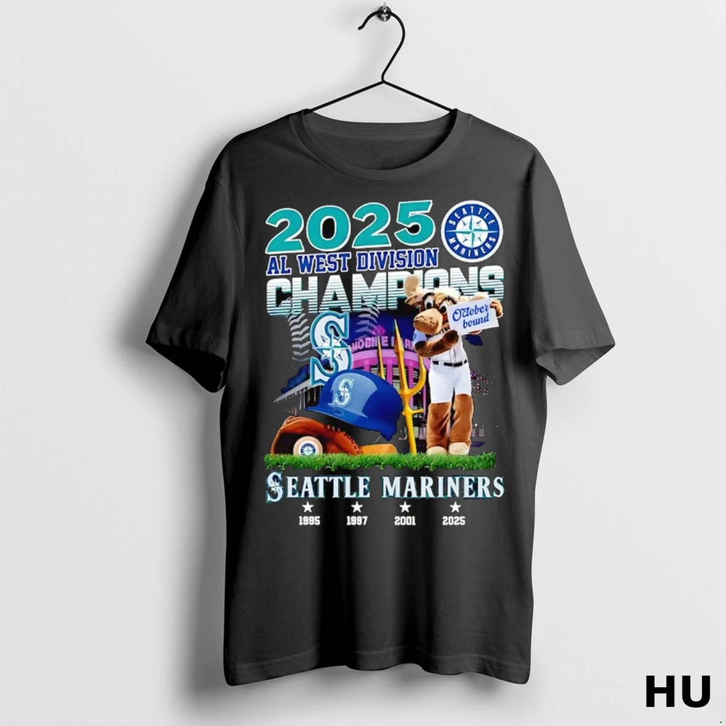 Officials Seattle Mariners 2025 Al West Division Champions October Bound T Shirt