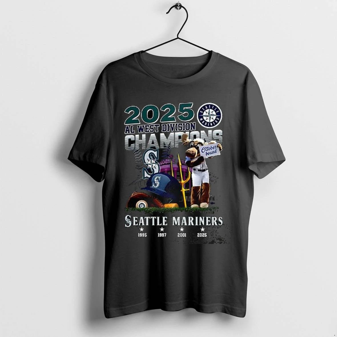 Officials Seattle Mariners Al West Division Champions 2025 Baseball Mascot T Shirt