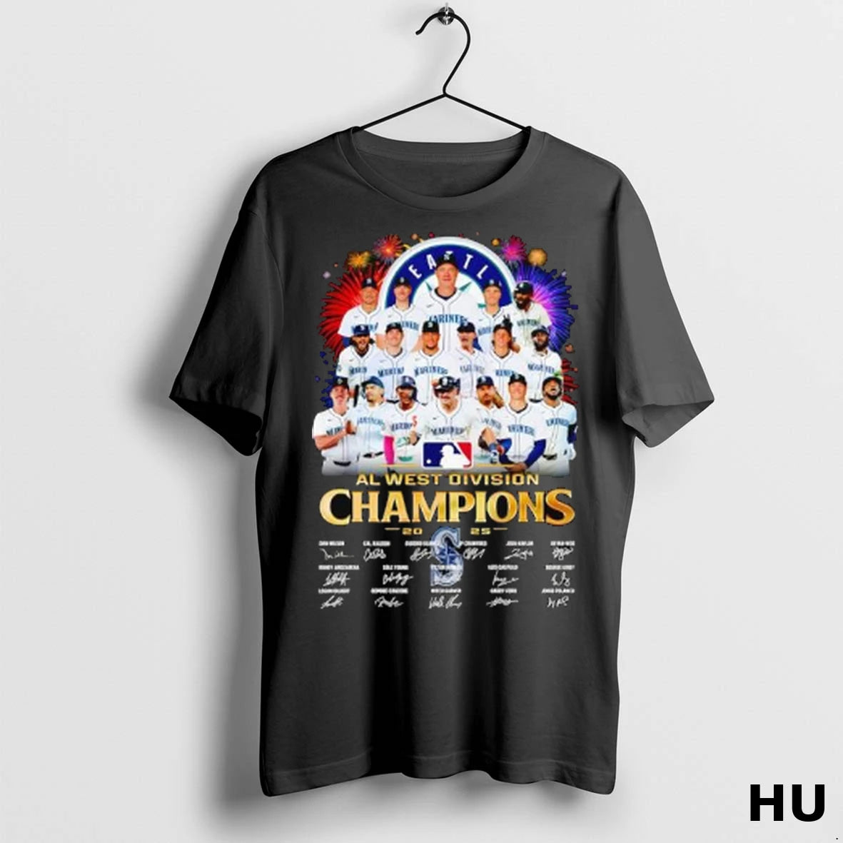 Officials Seattle Mariners Mlb Al West Division Champions 2025 Signatures T Shirt