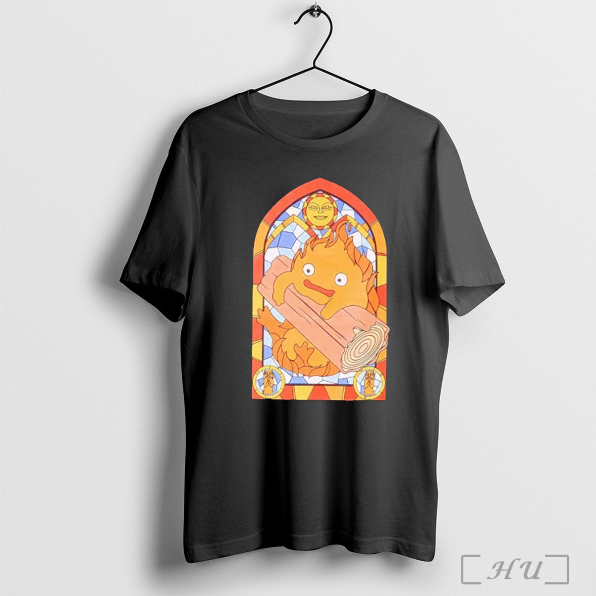 Officials Studio Ghibli Howls Moving Castle Calcifer Stained Glass T Shirt