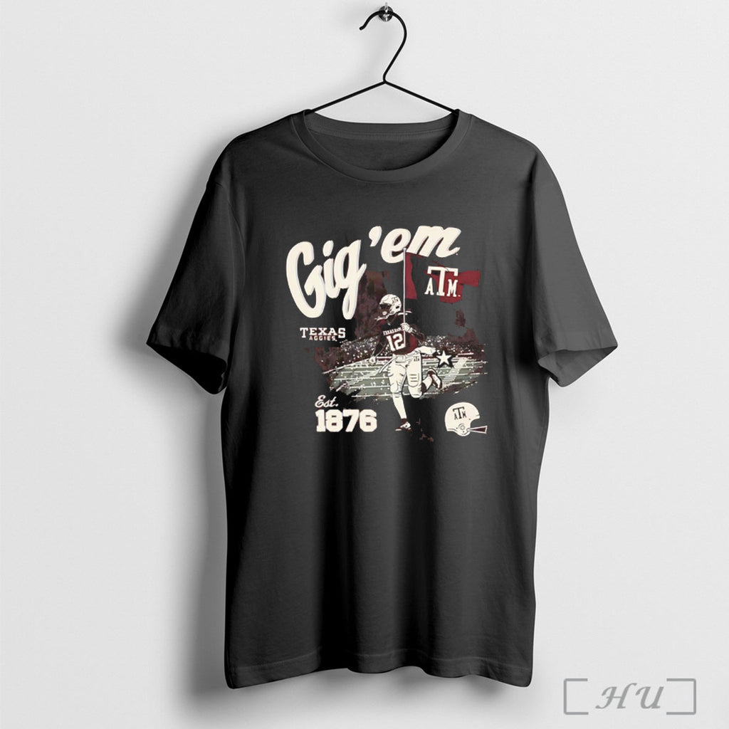 Officials Texas Am Aggies Gig Em Football 1876 T Shirt
