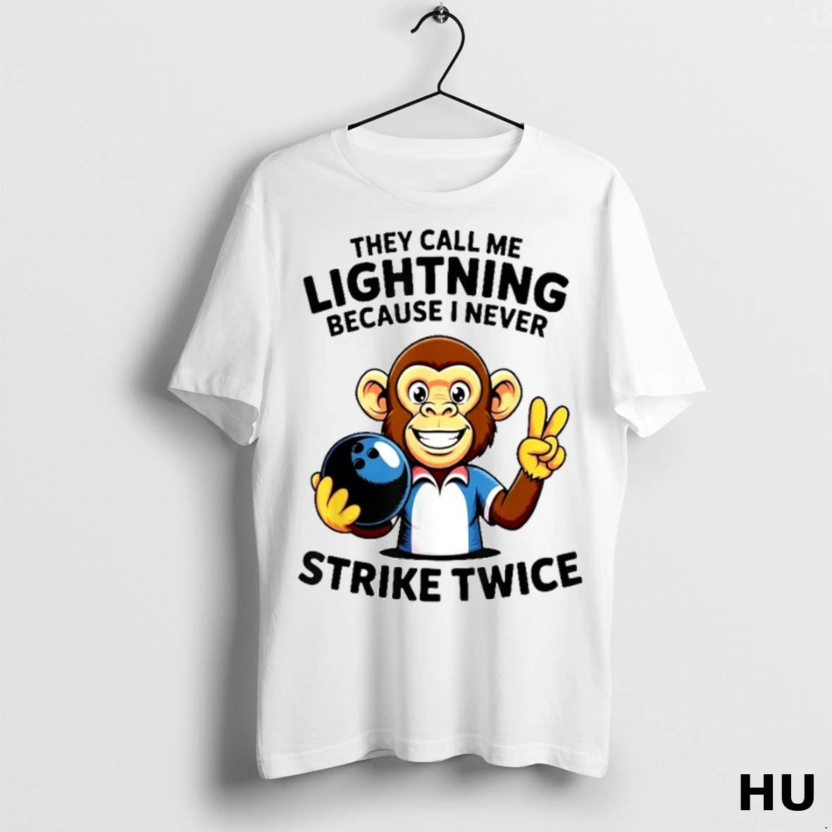Officials They Call Me Lightning Never Strike Twice Bowling Monkey T Shirt