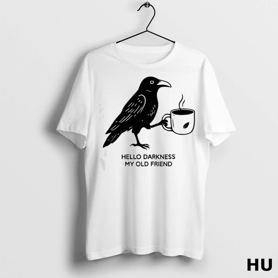 Officials Raven Crow Coffee Hello Darkness My Old Friend Halloween Classic Y86kwk T Shirt