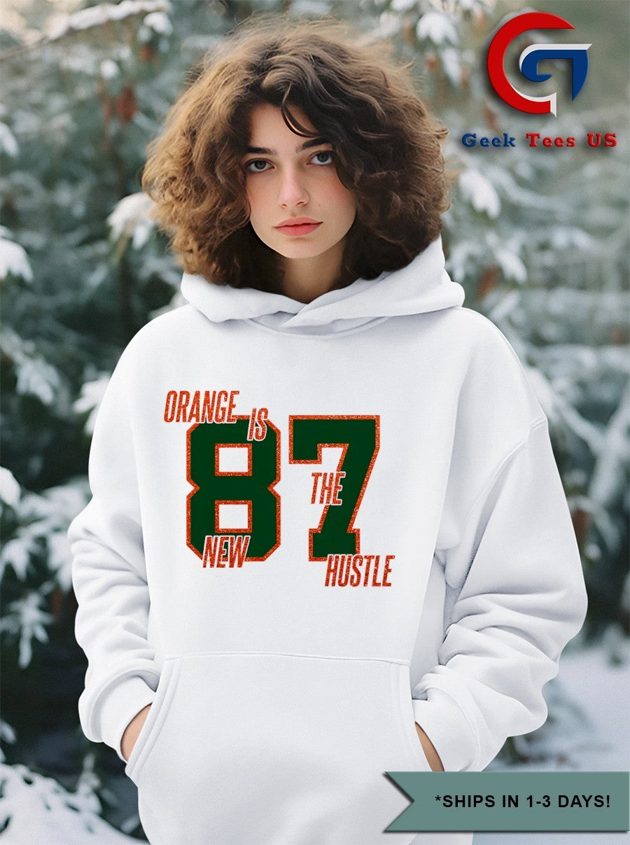 Orange is the new hustle 87 Travis Kelce shirt Unisex , , , Long Sleeve Tee